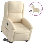 vidaXL Fotoliu electric rabatabil cu ridicare, crem, textil