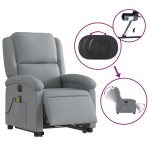 vidaXL Fotoliu electric masaj rabatabil cu ridicare, gri închis textil