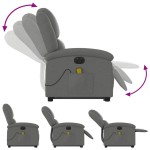 vidaXL Fotoliu electric masaj rabatabil cu ridicare, gri închis textil