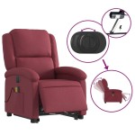 vidaXL Fotoliu de masaj electric rabatabil cu ridicare roșu vin textil