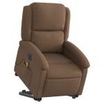 vidaXL Fotoliu electric de masaj rabatabil cu ridicare, maro, textil vidaXL Fotoliu electric de masaj rabatabil cu ridicare, maro, textil