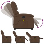 vidaXL Fotoliu electric de masaj rabatabil cu ridicare, maro, textil vidaXL Fotoliu electric de masaj rabatabil cu ridicare, maro, textil