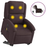 vidaXL Fotoliu electric masaj rabatabil cu ridicare maro închis textil vidaXL Fotoliu electric masaj rabatabil cu ridicare maro închis textil