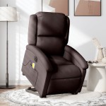 vidaXL Fotoliu electric masaj rabatabil cu ridicare maro închis textil vidaXL Fotoliu electric masaj rabatabil cu ridicare maro închis textil