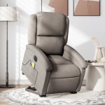 vidaXL Fotoliu electric masaj rabatabil cu ridicare, gri taupe, textil