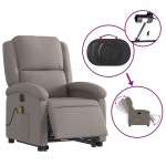 vidaXL Fotoliu electric masaj rabatabil cu ridicare, gri taupe, textil