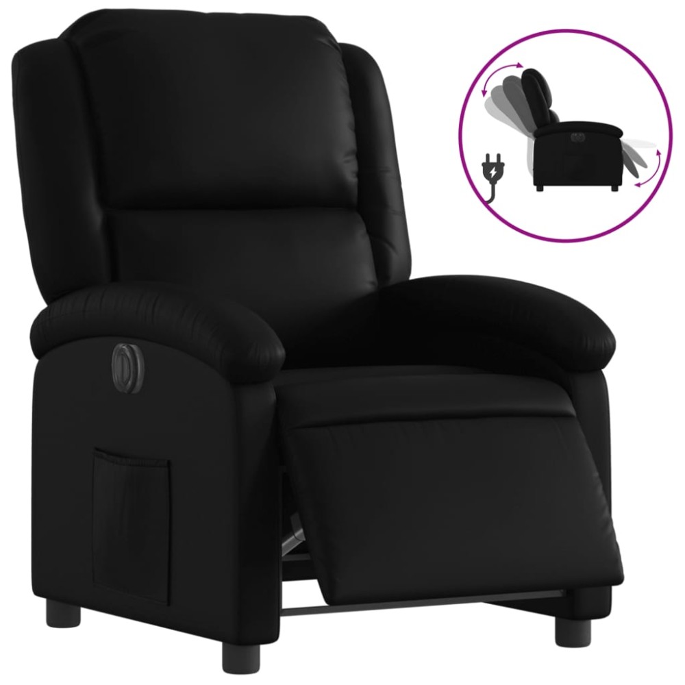vidaXL Fotoliu rabatabil electric, negru, piele ecologică