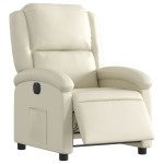 vidaXL Fotoliu rabatabil electric, crem, piele ecologică
