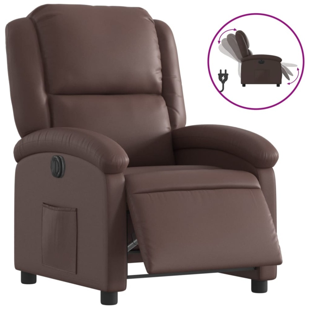 vidaXL Fotoliu rabatabil electric, maro, piele ecologică