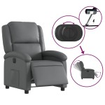 vidaXL Fotoliu rabatabil electric, gri, piele ecologică