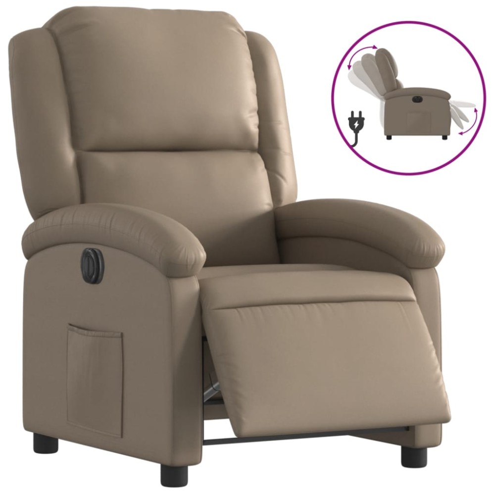 vidaXL Fotoliu rabatabil electric, cappuccino, piele ecologică