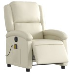 vidaXL Fotoliu electric de masaj rabatabil, crem, piele ecologică