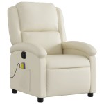 vidaXL Fotoliu electric de masaj rabatabil, crem, piele ecologică