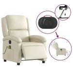 vidaXL Fotoliu electric de masaj rabatabil, crem, piele ecologică