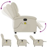 vidaXL Fotoliu electric de masaj rabatabil, crem, piele ecologică