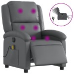 vidaXL Fotoliu de masaj electric rabatabil, gri, piele ecologică vidaXL Fotoliu de masaj electric rabatabil, gri, piele ecologică