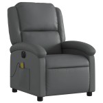 vidaXL Fotoliu de masaj electric rabatabil, gri, piele ecologică vidaXL Fotoliu de masaj electric rabatabil, gri, piele ecologică