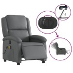vidaXL Fotoliu de masaj electric rabatabil, gri, piele ecologică vidaXL Fotoliu de masaj electric rabatabil, gri, piele ecologică