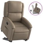 vidaXL Fotoliu rabatabil cu ridicare, cappuccino, piele ecologică