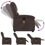 vidaXL Fotoliu de masaj rabatabil cu ridicare, maro, piele ecologică