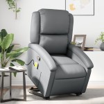 vidaXL Fotoliu rabatabil cu ridicare, gri, piele ecologică vidaXL Fotoliu rabatabil cu ridicare, gri, piele ecologică