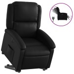 vidaXL Fotoliu rabatabil electric cu ridicare, negru, piele ecologică