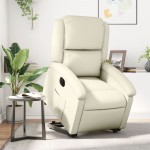 vidaXL Fotoliu rabatabil electric cu ridicare, crem, piele ecologică