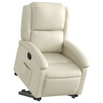 vidaXL Fotoliu rabatabil electric cu ridicare, crem, piele ecologică