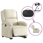 vidaXL Fotoliu rabatabil electric cu ridicare, crem, piele ecologică