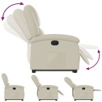 vidaXL Fotoliu rabatabil electric cu ridicare, crem, piele ecologică