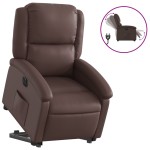 vidaXL Fotoliu rabatabil electric cu ridicare, maro, piele ecologică
