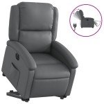 vidaXL Fotoliu rabatabil electric cu ridicare, gri, piele ecologică