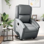 vidaXL Fotoliu rabatabil electric cu ridicare, gri, piele ecologică