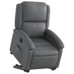vidaXL Fotoliu rabatabil electric cu ridicare, gri, piele ecologică