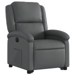 vidaXL Fotoliu rabatabil electric cu ridicare, gri, piele ecologică
