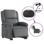vidaXL Fotoliu rabatabil electric cu ridicare, gri, piele ecologică