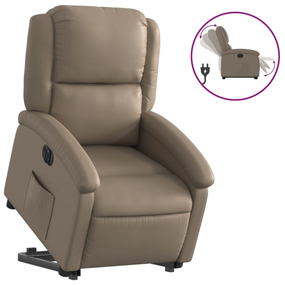 vidaXL Fotoliu rabatabil electric cu ridicare, cappuccino