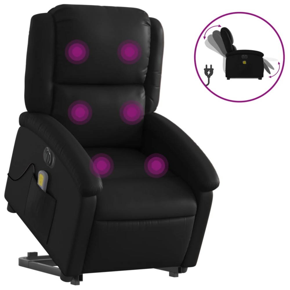 vidaXL Fotoliu electric masaj rabatabil cu ridicare, negru