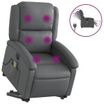 vidaXL Fotoliu masaj rabatabil electric cu ridicare, gri, piele eco