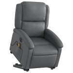 vidaXL Fotoliu masaj rabatabil electric cu ridicare, gri, piele eco