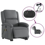 vidaXL Fotoliu masaj rabatabil electric cu ridicare, gri, piele eco