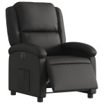 vidaXL Fotoliu rabatabil electric, negru, piele naturală