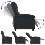 vidaXL Fotoliu rabatabil electric, negru, piele naturală