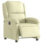 vidaXL Fotoliu rabatabil electric, crem, piele naturală