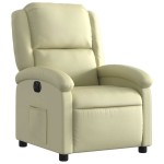 vidaXL Fotoliu rabatabil electric, crem, piele naturală