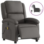 vidaXL Fotoliu rabatabil electric, gri, piele naturală