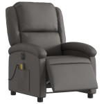 vidaXL Fotoliu rabatabil electric, gri, piele naturală