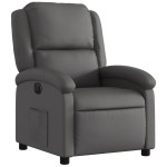 vidaXL Fotoliu rabatabil electric, gri, piele naturală