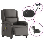 vidaXL Fotoliu rabatabil electric, gri, piele naturală