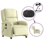 vidaXL Fotoliu de masaj rabatabil electric, crem, piele naturală vidaXL Fotoliu de masaj rabatabil electric, crem, piele naturală